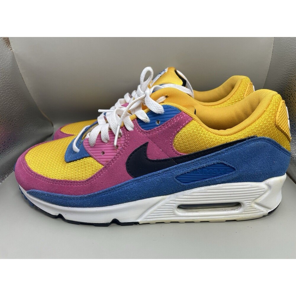 2020 Nike Air Max 90 Multicolor Suede Mens 12 Blue Pink Yellow White CJ0162-700